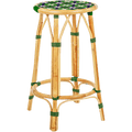 BISTRO RATTAN COUNTER STOOL CROSSES GREEN WHITE - DYKE & DEAN