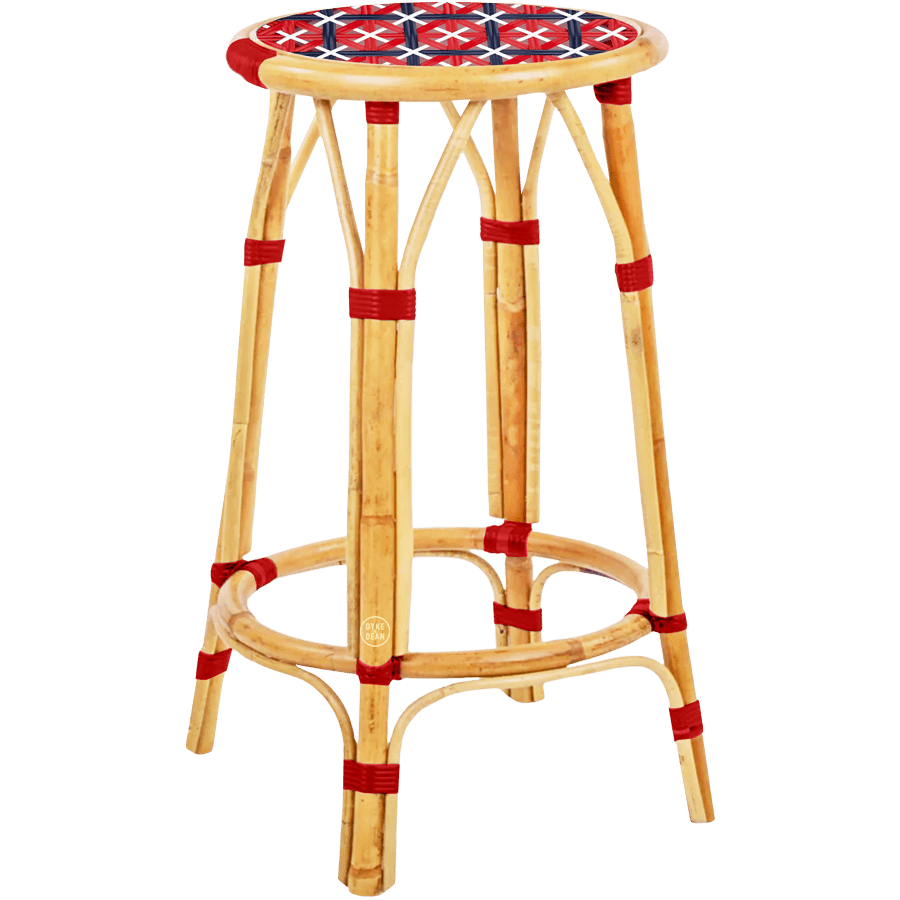 BISTRO RATTAN COUNTER STOOL CROSSES RED - DYKE & DEAN
