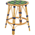 BISTRO RATTAN COURT STOOL CROSSES BLUE GREEN - DYKE & DEAN