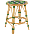 BISTRO RATTAN COURT STOOL CROSSES GREEN WHITE - DYKE & DEAN