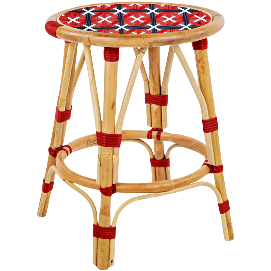 BISTRO RATTAN COURT STOOL CROSSES RED - DYKE & DEAN