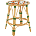 BISTRO RATTAN COURT STOOL FLOWER ORANGE WHITE - DYKE & DEAN