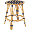 BISTRO RATTAN COURT STOOL SQUARE NAVY GOLD - DYKE & DEAN