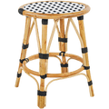 BISTRO RATTAN COURT STOOL SQUARE WHITE BLACK - DYKE & DEAN