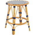 BISTRO RATTAN COURT STOOL SQUARE WHITE NAVY - DYKE & DEAN