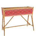 BISTRO RATTAN PLANTER WITH STAND DIAMONDS RED WHITE - DYKE & DEAN