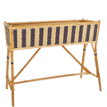 BISTRO RATTAN PLANTER WITH STAND STRIPES BLACK GOLD - DYKE & DEAN