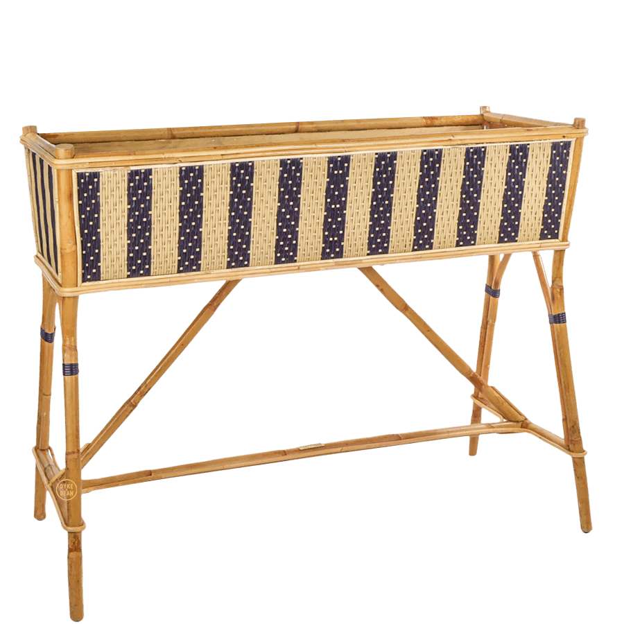 BISTRO RATTAN PLANTER WITH STAND STRIPES BLACK GOLD - DYKE & DEAN