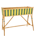 BISTRO RATTAN PLANTER WITH STAND STRIPES YELLOW GREEN - DYKE & DEAN