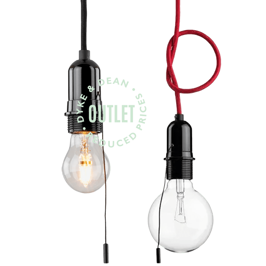 BLACK BAKELITE PENDANT LAMP WITH PULL SWITCH OUTLET - DYKE & DEAN