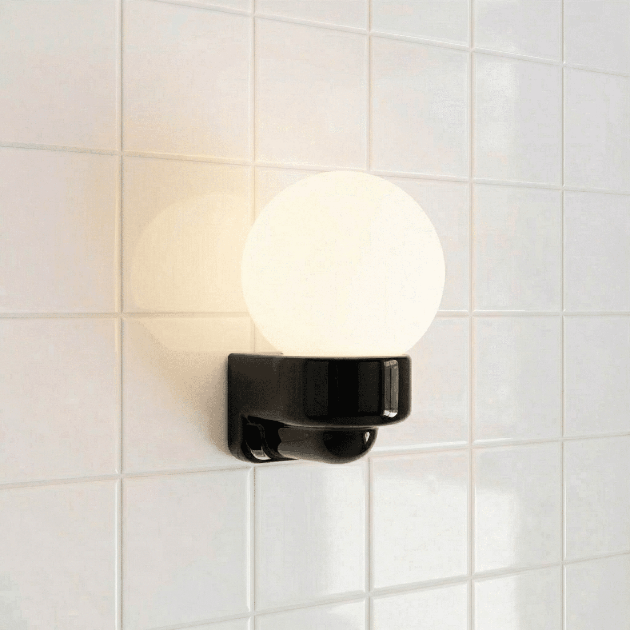 BLACK GLOBE PORCELAIN WATERPROOF SAUNA WALL LIGHT - DYKE & DEAN