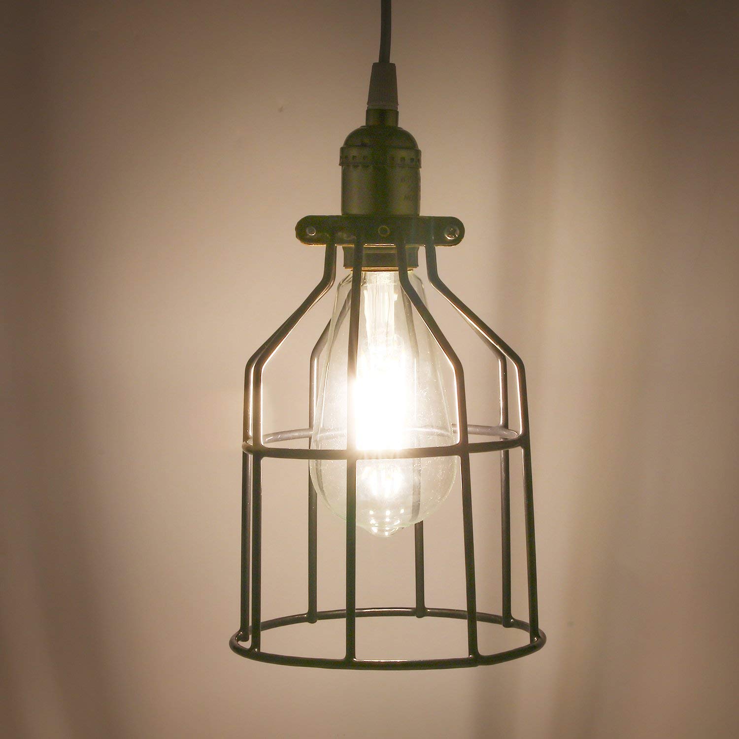 BLACK METAL PENDANT CAGE LIGHT OUTLET - DYKE & DEAN