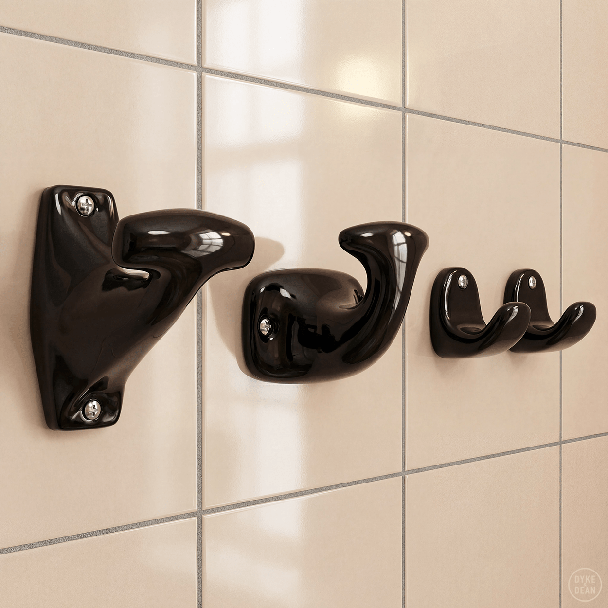 BLACK PORCELAIN WALL HOOK - DYKE & DEAN