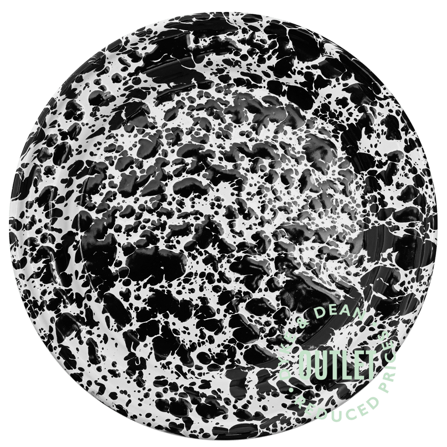 BLACK & WHITE SPLATTERWARE ENAMEL PLATE OUTLET - DYKE & DEAN