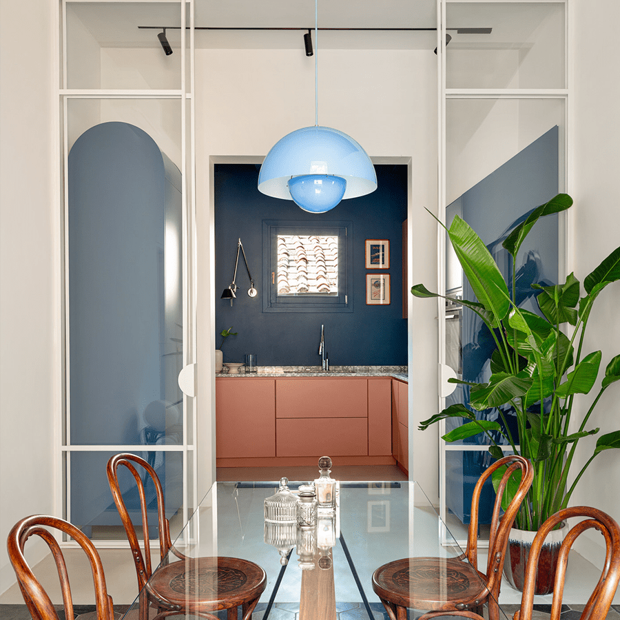 BLOOM POT PENDANT LAMP BLUE - DYKE & DEAN
