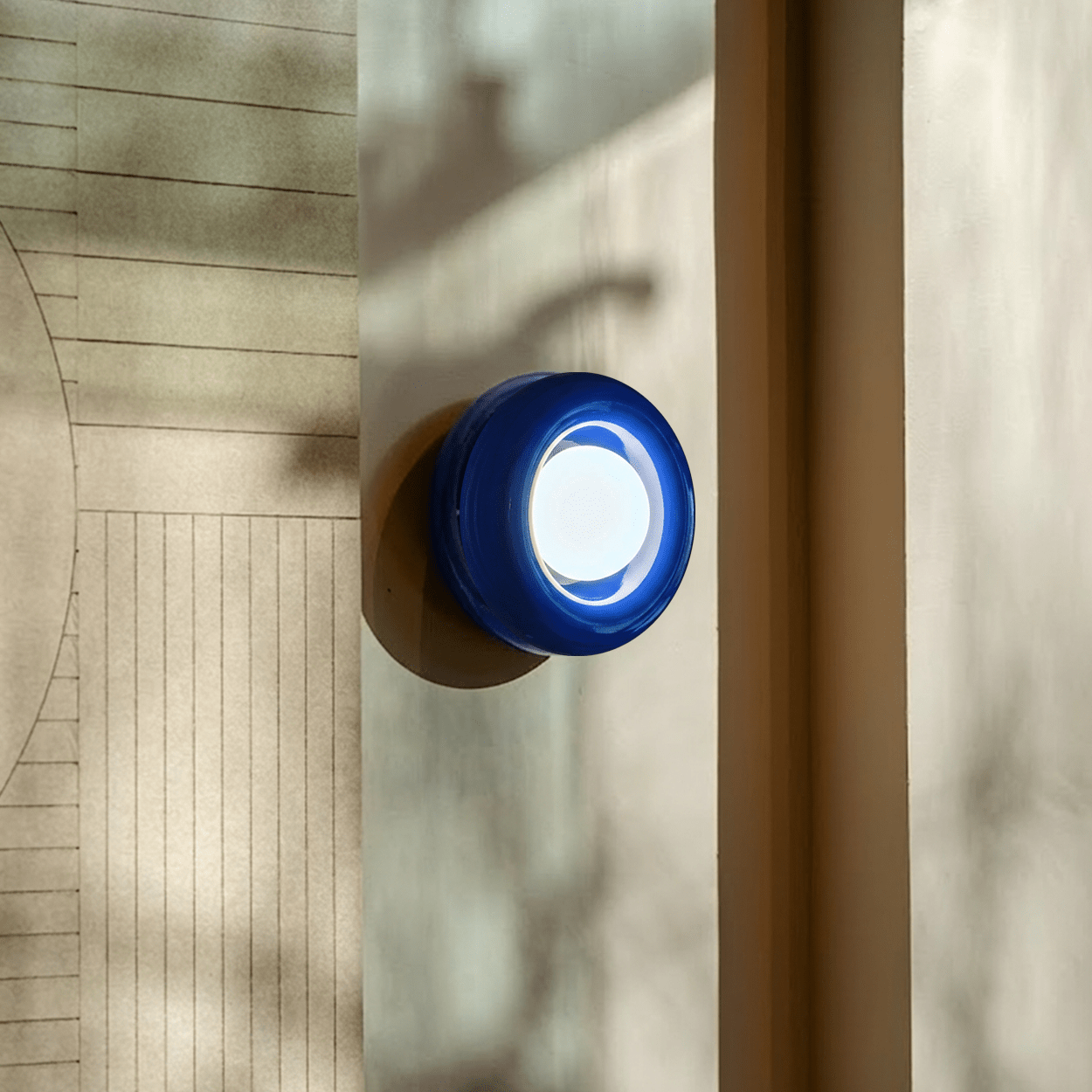 BLUE ORBIT GLASS GLOBE WALL CEILING LIGHT - DYKE & DEAN