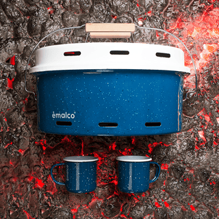 BLUE SPECKLED ENAMEL BARBEQUE - DYKE & DEAN