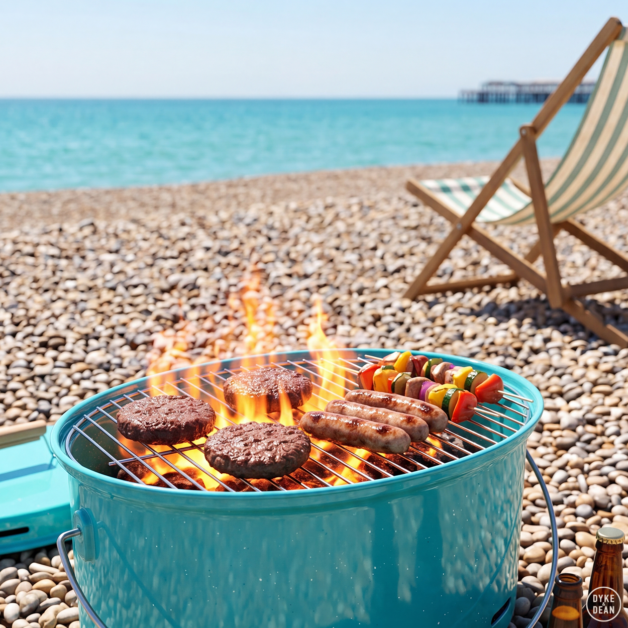 BLUE SPECKLED ENAMEL BARBEQUE - DYKE & DEAN