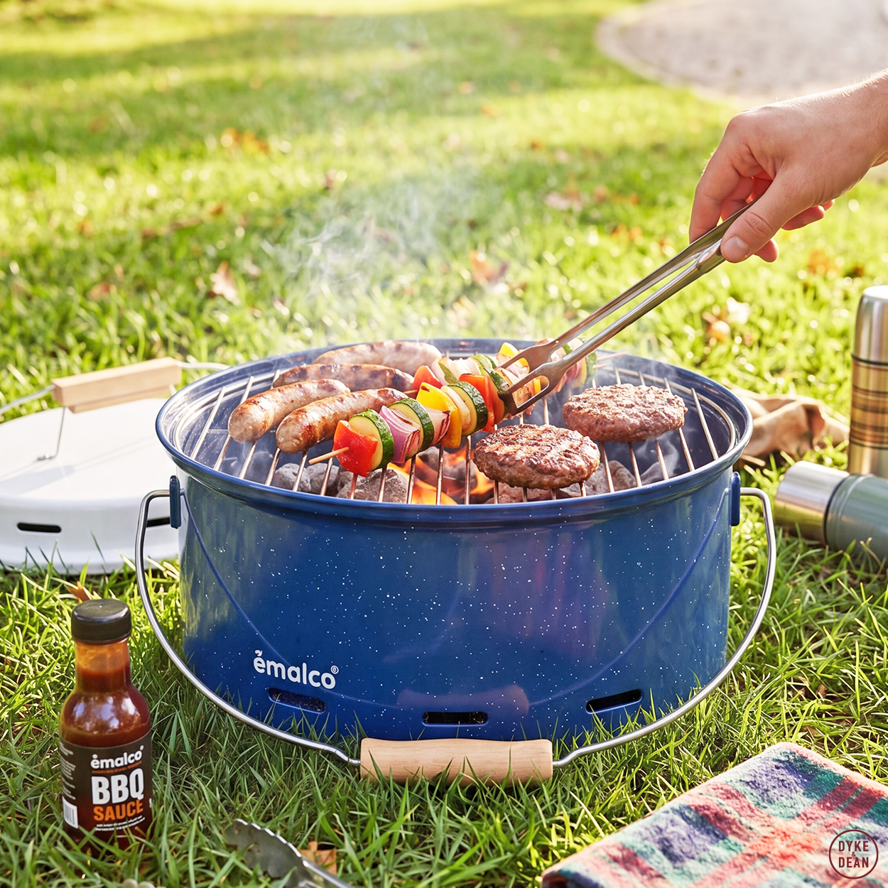 BLUE SPECKLED ENAMEL BARBEQUE - DYKE & DEAN