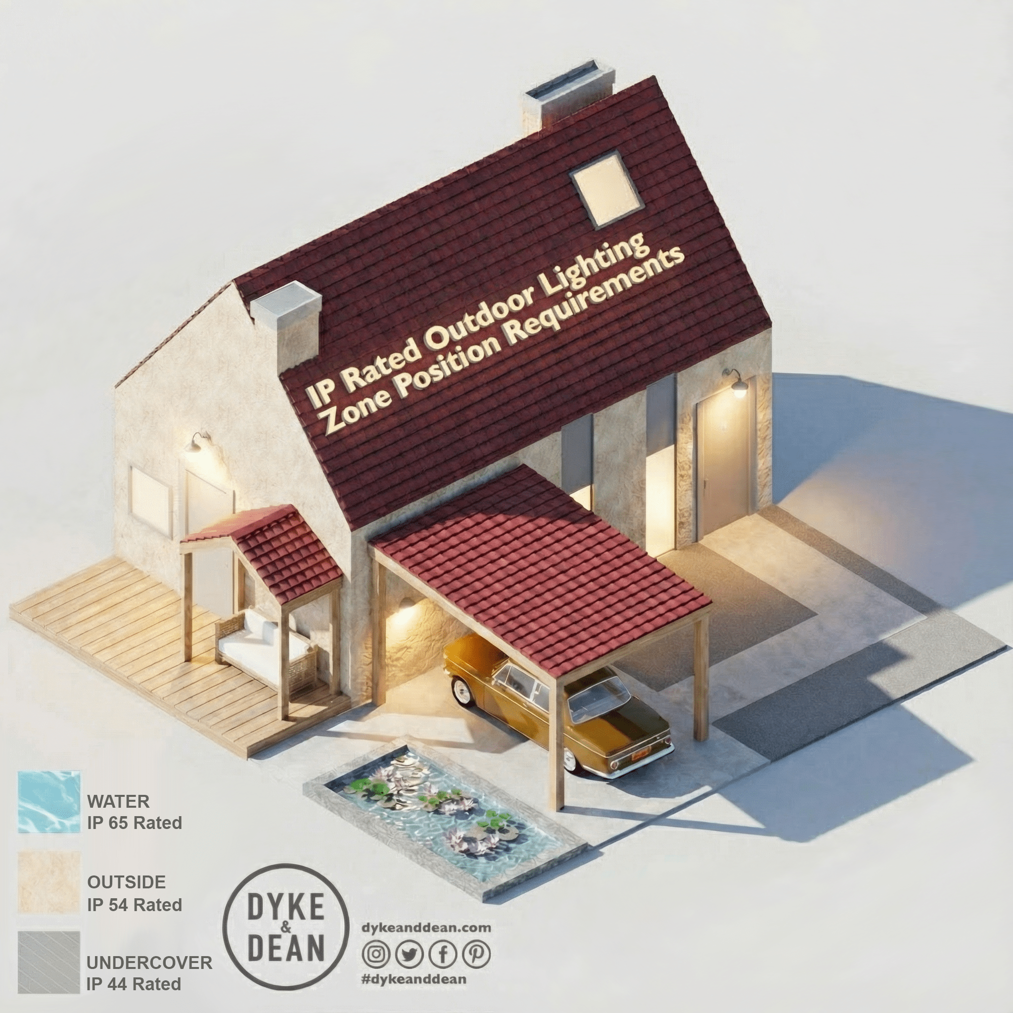 BROWN GLOBE PORCELAIN WATERPROOF SAUNA WALL LIGHT - DYKE & DEAN