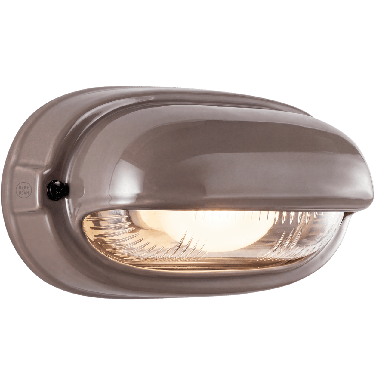 BROWN PORCELAIN HORIZONTAL BULKHEAD LAMP - DYKE & DEAN