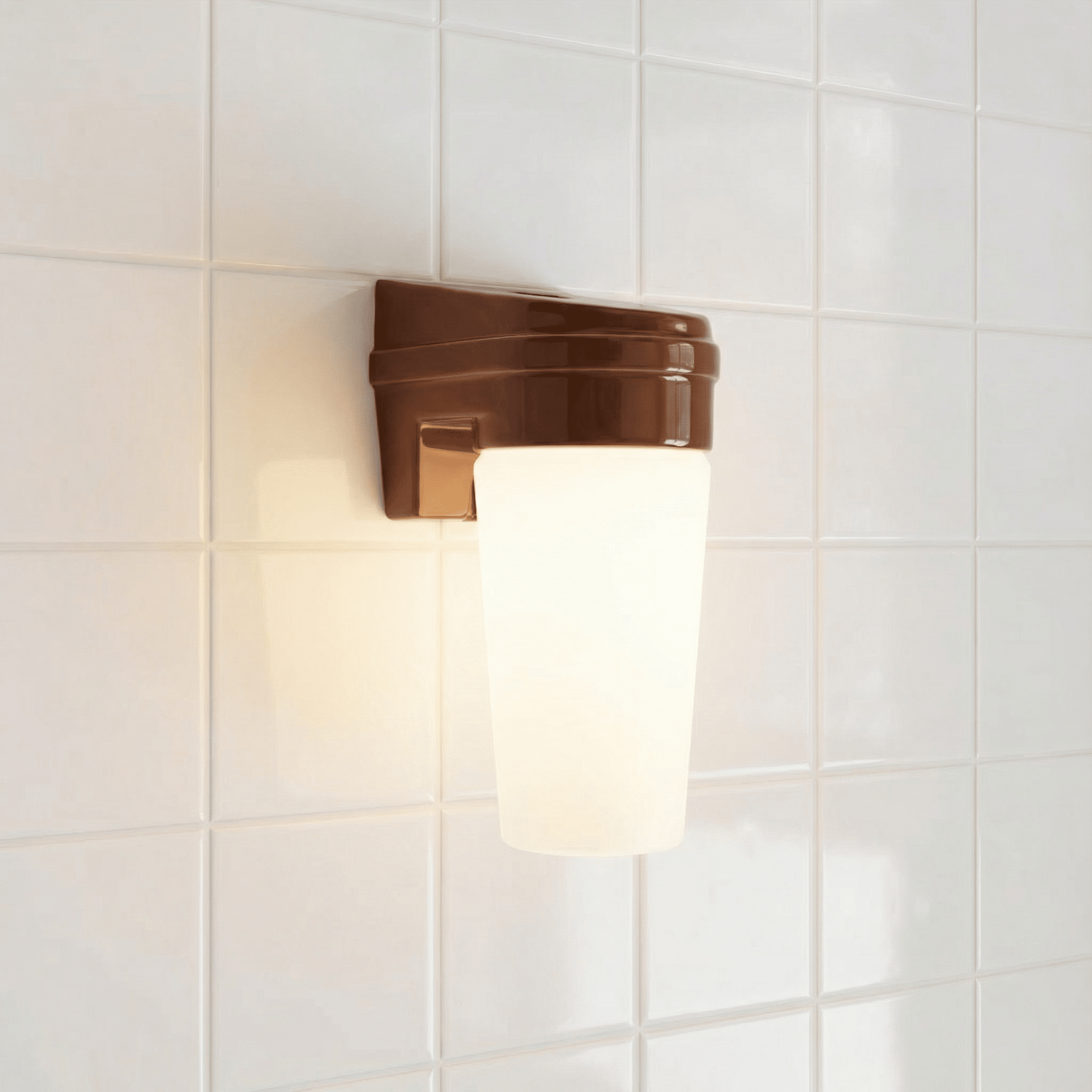 BROWN PORCELAIN WATERPROOF SWEDISH WALL LIGHT - DYKE & DEAN