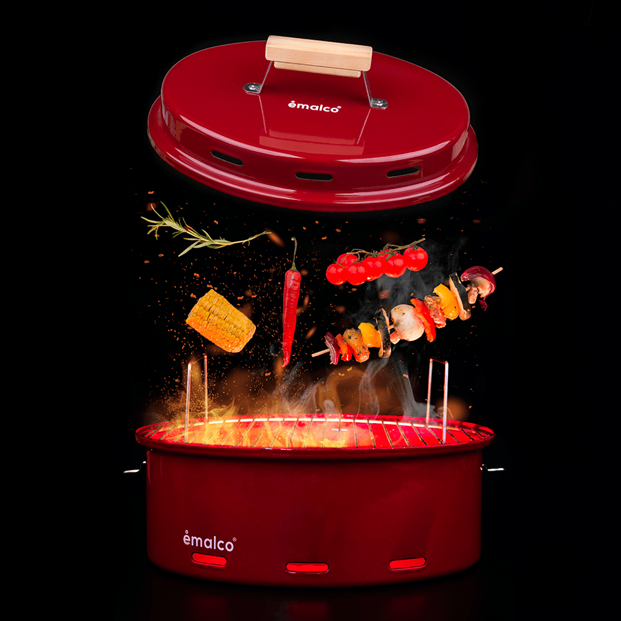 BURGUNDY ENAMEL BARBEQUE - DYKE & DEAN