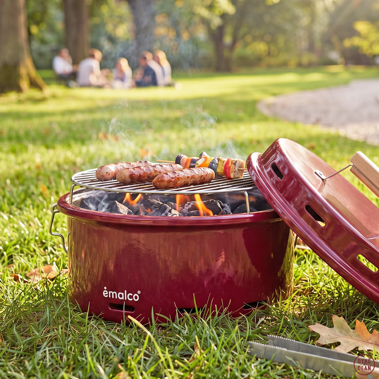 BURGUNDY ENAMEL BARBEQUE - DYKE & DEAN
