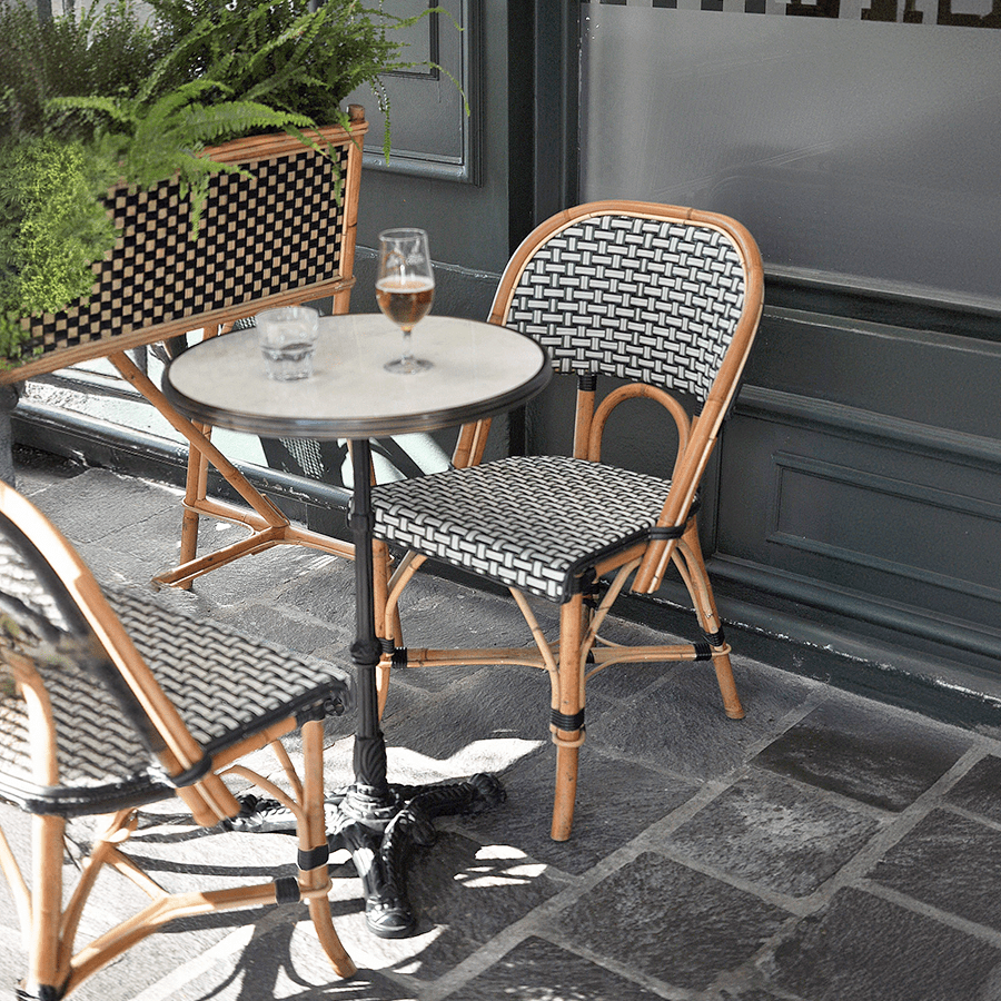 CARRARA BLACK CERAMIC FRENCH BISTRO TABLE 20” - DYKE & DEAN