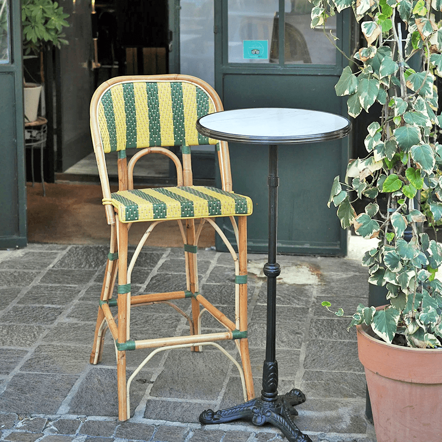 CARRARA WHITE CERAMIC FRENCH BISTRO BAR TABLE 20” - DYKE & DEAN