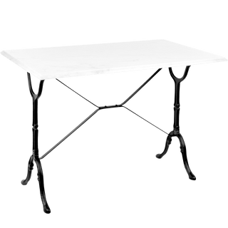 CARRARA WHITE MARBLE FRENCH BISTRO RECTANGLE TABLE 24” X 20” - DYKE & DEAN