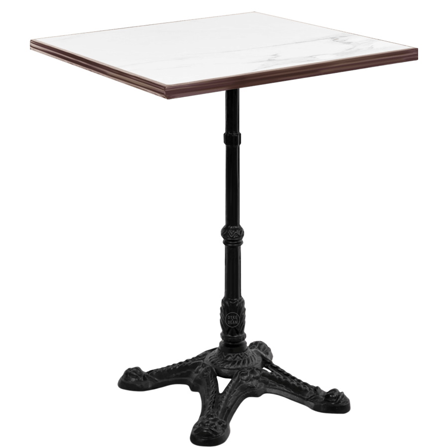 CARRARA WHITE MARBLE FRENCH BISTRO SQUARE TABLE 20” - DYKE & DEAN