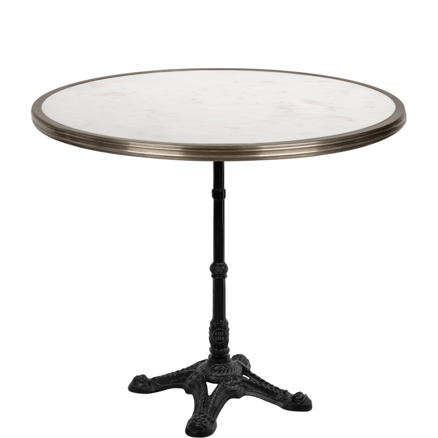 CARRARA WHITE MARBLE FRENCH BISTRO TABLE 28” - DYKE & DEAN
