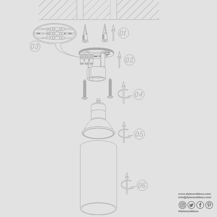 CEILING CYLINDER SPOT LAMP BLACK - DYKE & DEAN