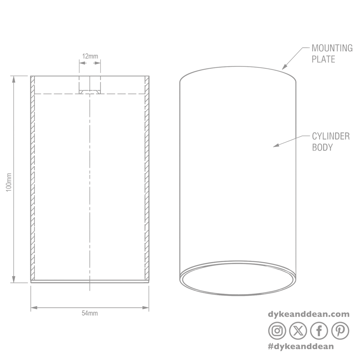 Ceiling cylinder spot lamp white
