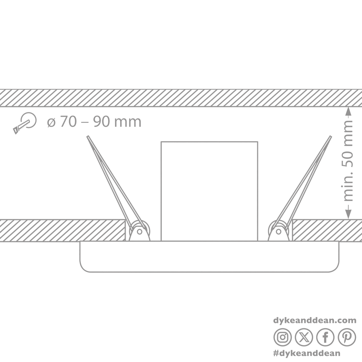 CERAMIC CEILING E27 RECESSED LIGHT WHITE - DYKE & DEAN