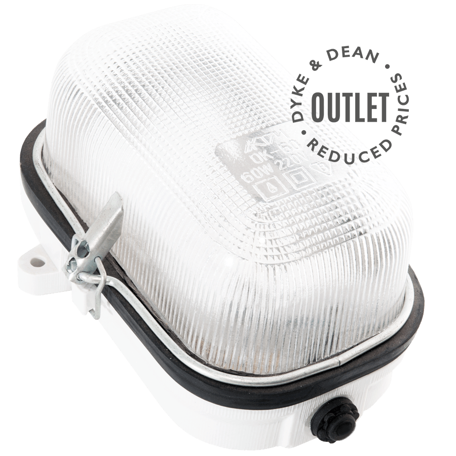 CERAMIC VINTAGE BULKHEAD LIGHT OUTLET - DYKE & DEAN