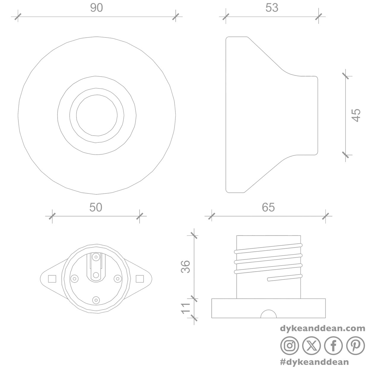 CERAMIC WALL & CEILING LAMP RED - DYKE & DEAN