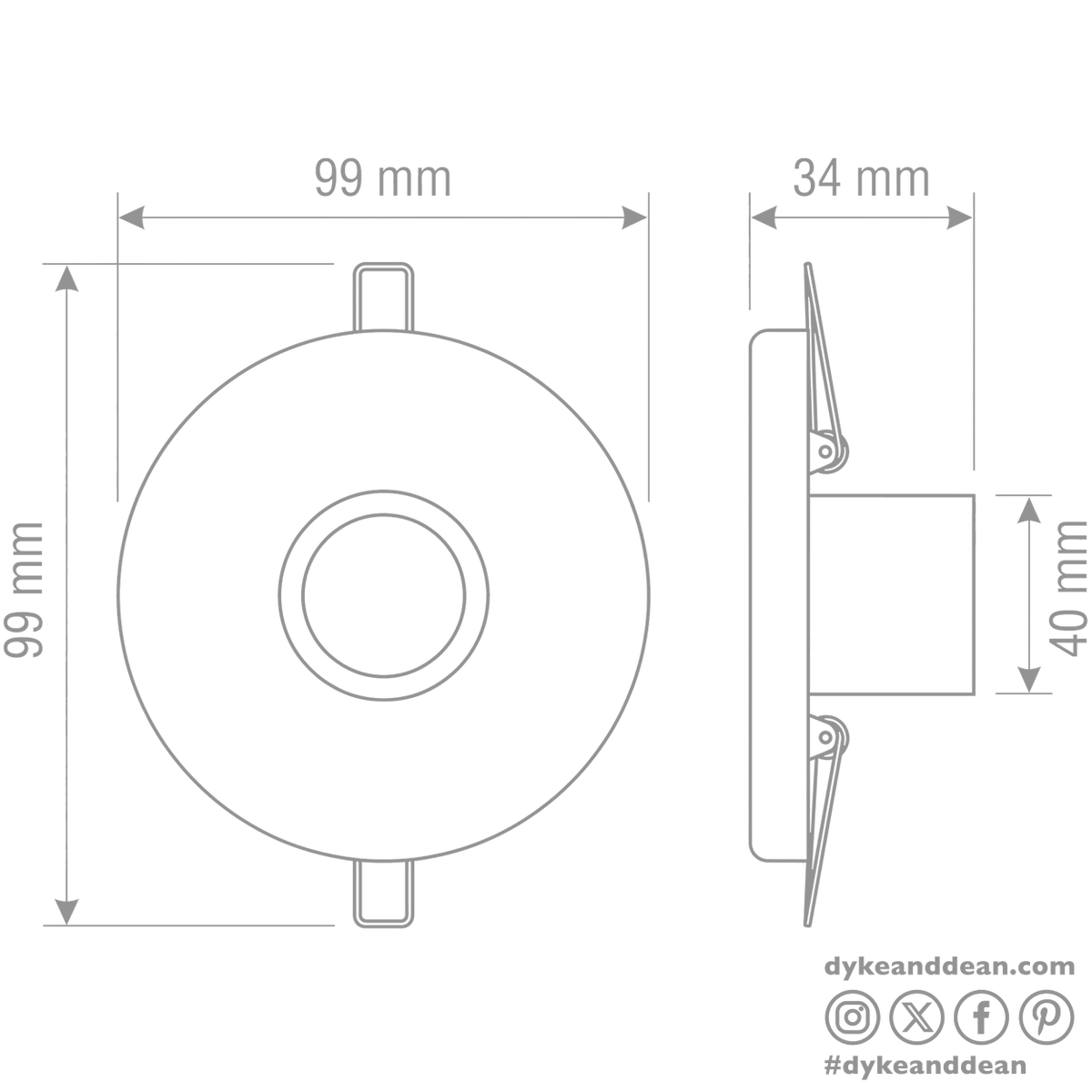 CERAMIC WALL E27 RECESSED LIGHT BLACK - DYKE & DEAN