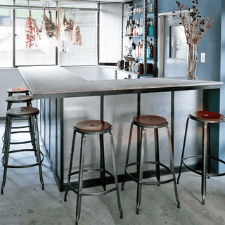 CHAISES NICOLLE METAL STOOL WOOD 65 - DYKE & DEAN