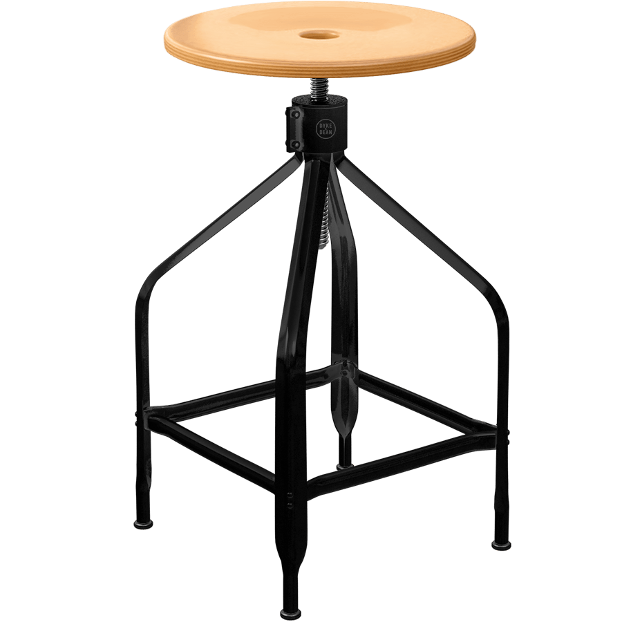 CHAISES NICOLLE TALL ADJUSTABLE SWIVEL STOOL WOOD - DYKE & DEAN