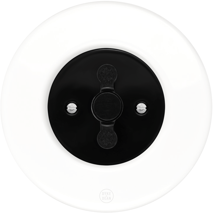 CLASSIC PORCELAIN ROUND ROTARY REVERSE DOMINO SWITCH - DYKE & DEAN