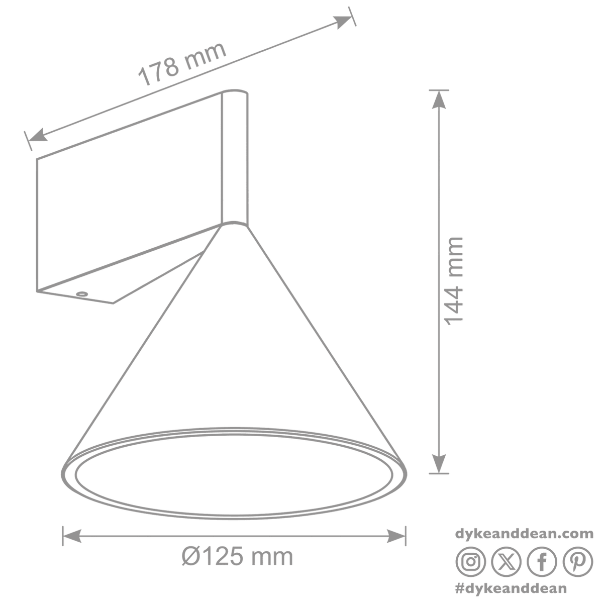 Conical up down wall light brushed Aluminium
