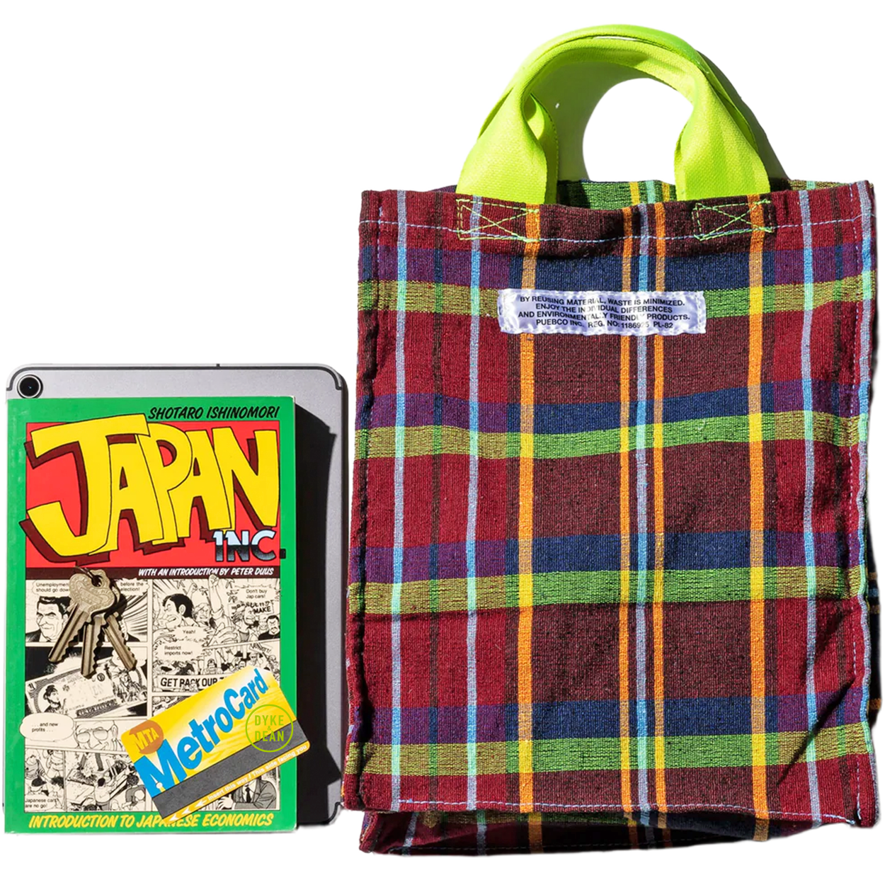 COTTON PLAID DOCUMENT BAG - DYKE & DEAN