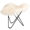 CUERO FLYING GOOSE STOOL WHITE LONG SHEEPSKIN - DYKE & DEAN