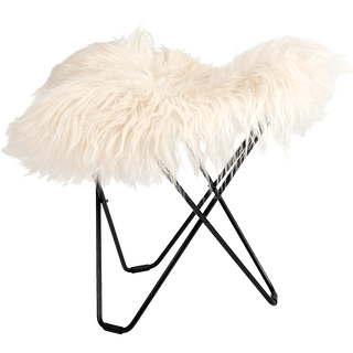 CUERO FLYING GOOSE STOOL WHITE LONG SHEEPSKIN - DYKE & DEAN