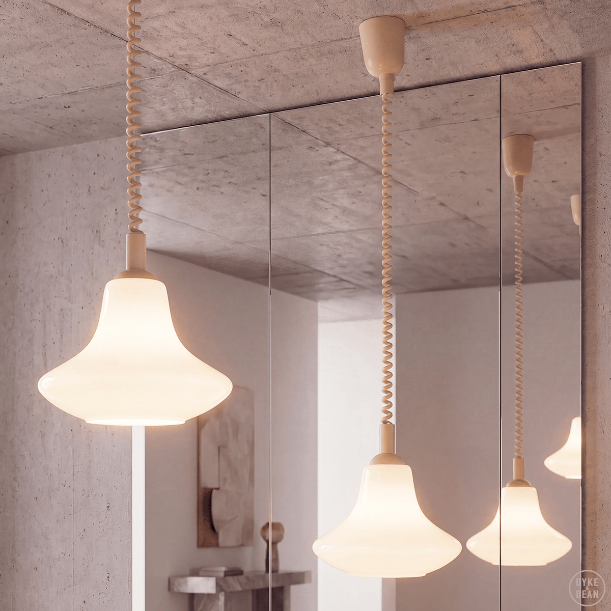 DANISH OPALINE RETRACTABLE CORD LIGHT - DYKE & DEAN