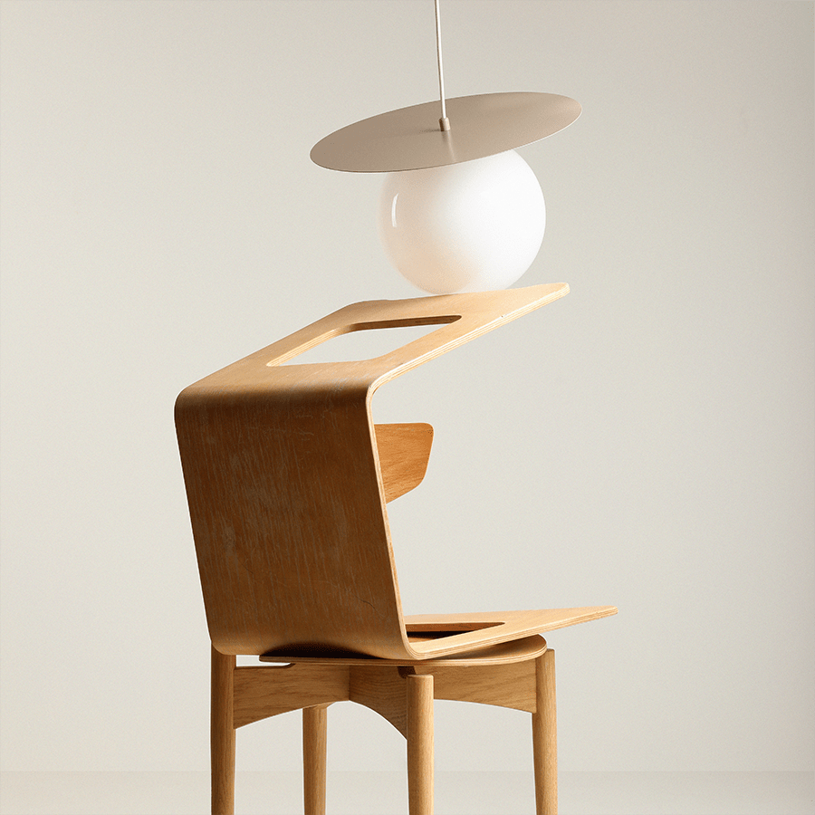 DISC GLOBE HANGING PENDANT LIGHT BEIGE LARGE - DYKE & DEAN