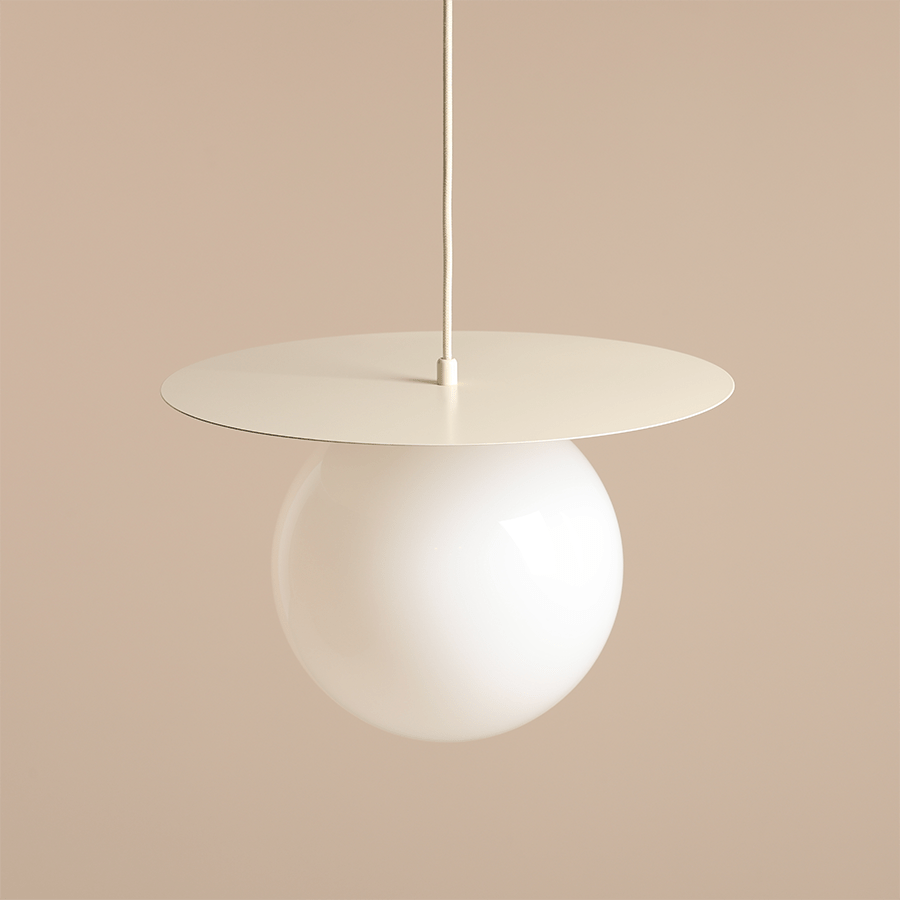 DISC GLOBE HANGING PENDANT LIGHT CREAM SMALL - DYKE & DEAN
