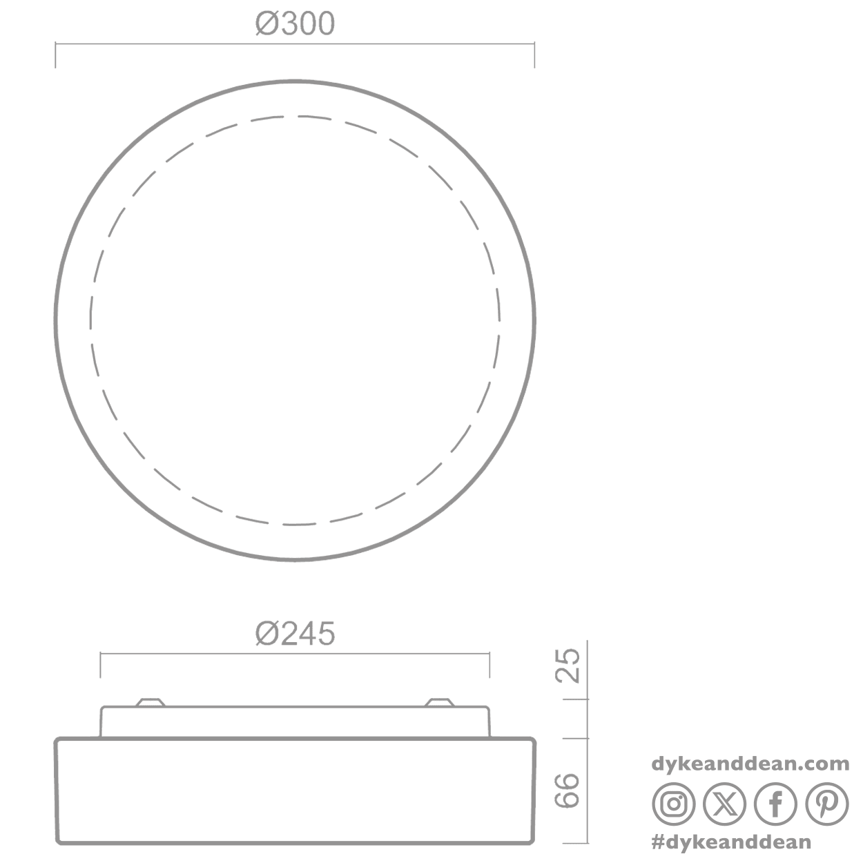 DISC WALL & CEILING LIGHT 300mm - DYKE & DEAN